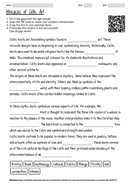 Worksheet with the topic 