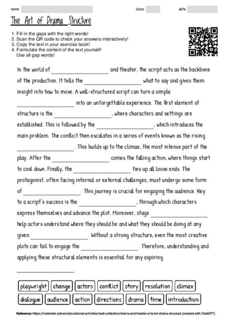 Worksheet with the topic 