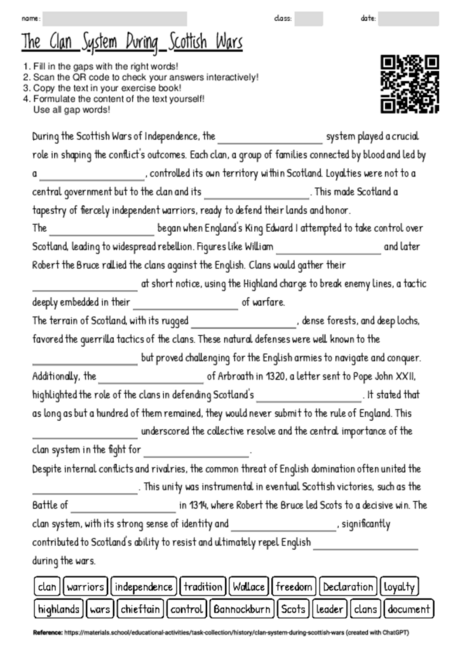 Worksheet with the topic 