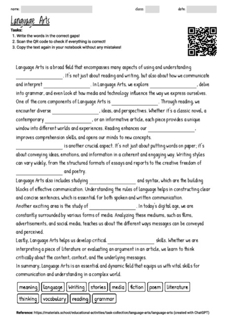 Worksheet with the topic 